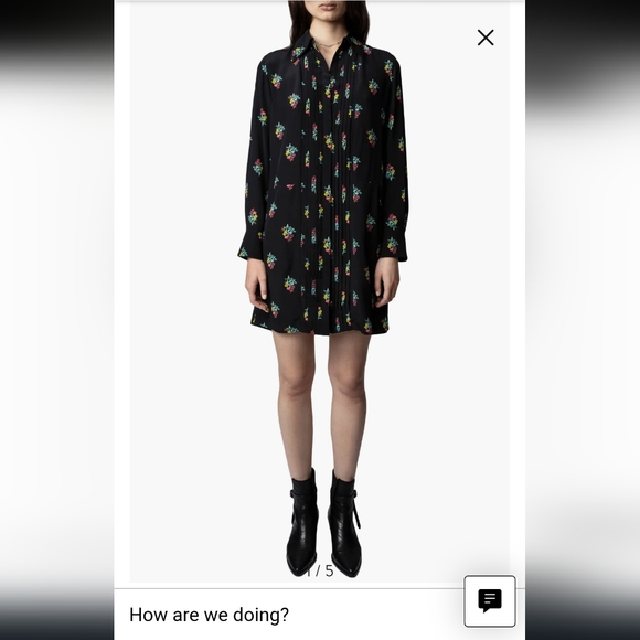 Zadig & Voltaire Rougi Floral Long Sleeve Silk Shirtdress - Picture 2 of 10